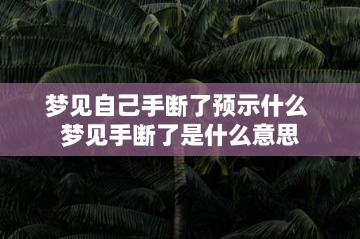 梦见自己手断了预示什么 梦见手断了是什么意思