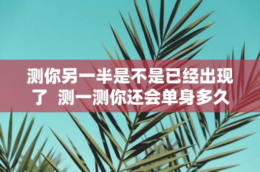 测你另一半是不是已经出现了 测一测你还会单身多久