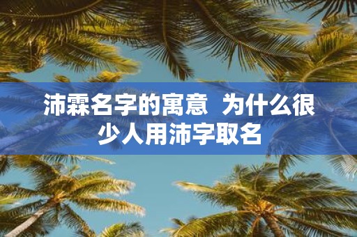沛霖名字的寓意 为什么很少人用沛字取名