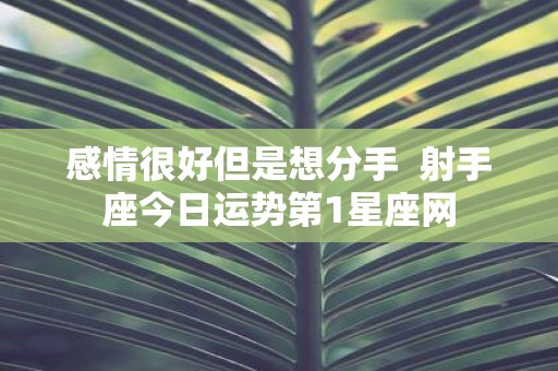 感情很好但是想分手 射手座今日运势第1星座网