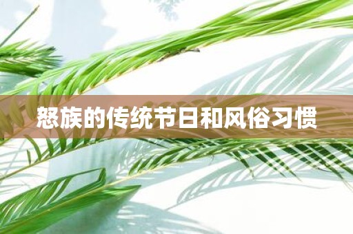 怒族的传统节日和风俗习惯