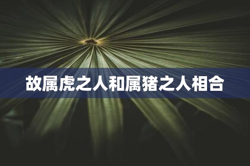 故属虎之人和属猪之人相合