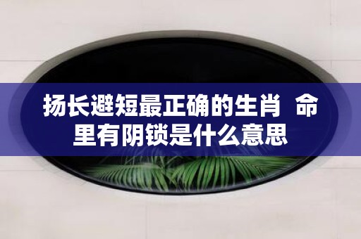 扬长避短最正确的生肖 命里有阴锁是什么意思