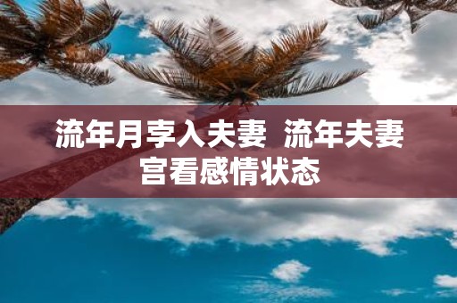 流年月孛入夫妻 流年夫妻宫看感情状态