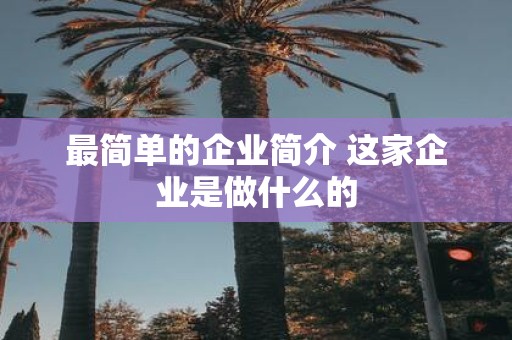最简单的企业简介 这家企业是做什么的