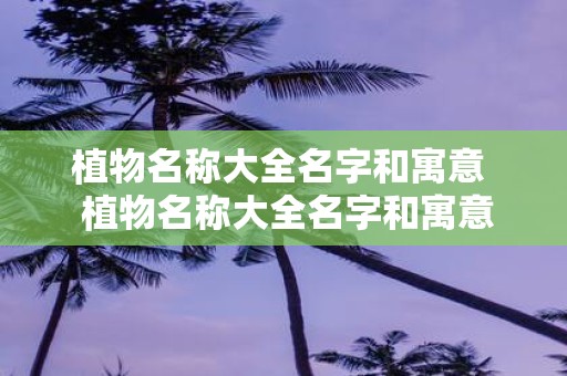 植物名称大全名字和寓意 植物名称大全名字和寓意