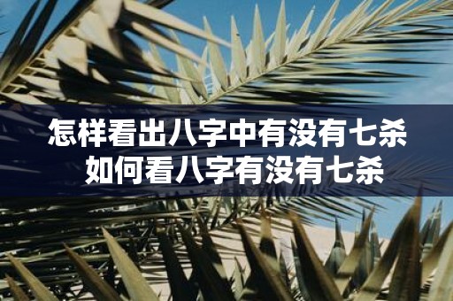 怎样看出八字中有没有七杀 如何看八字有没有七杀