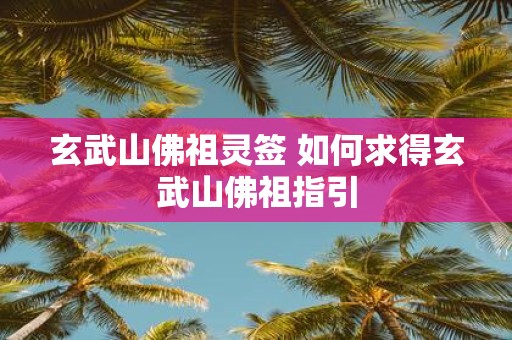玄武山佛祖灵签 如何求得玄武山佛祖指引