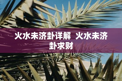 火水未济卦详解 火水未济卦求财