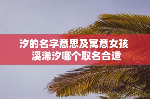 汐的名字意思及寓意女孩 溪浠汐哪个取名合适