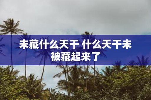 未藏什么天干 什么天干未被藏起来了