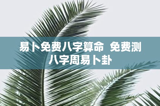 易卜免费八字算命 免费测八字周易卜卦