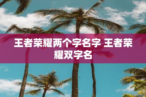 王者荣耀两个字名字 王者荣耀双字名