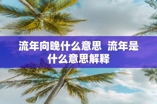 流年向晚什么意思 流年是什么意思解释
