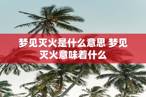 梦见灭火是什么意思 梦见灭火意味着什么