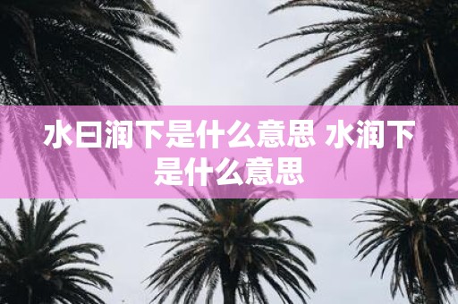 水曰润下是什么意思 水润下是什么意思