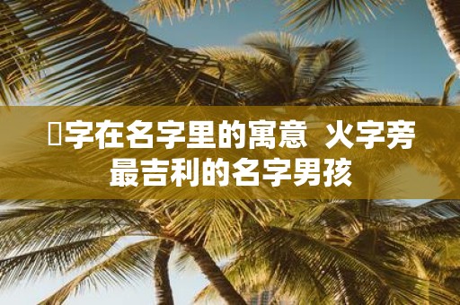 煋字在名字里的寓意 火字旁最吉利的名字男孩