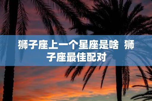 狮子座上一个星座是啥 狮子座最佳配对