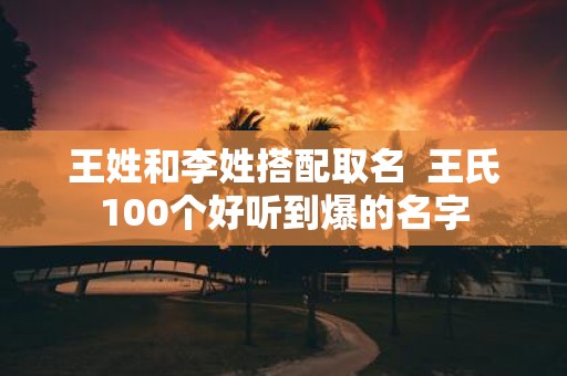 王姓和李姓搭配取名 王氏100个好听到爆的名字