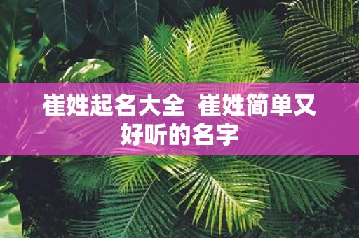 崔姓起名大全 崔姓简单又好听的名字