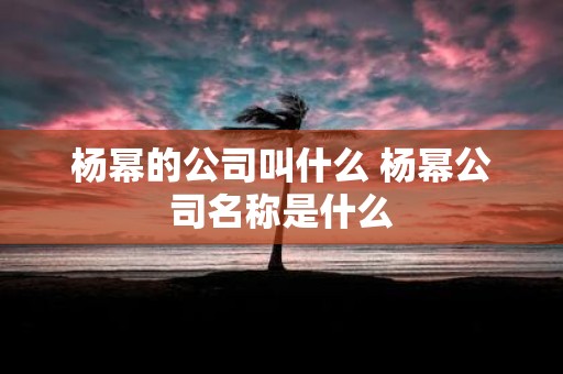 杨幂的公司叫什么 杨幂公司名称是什么