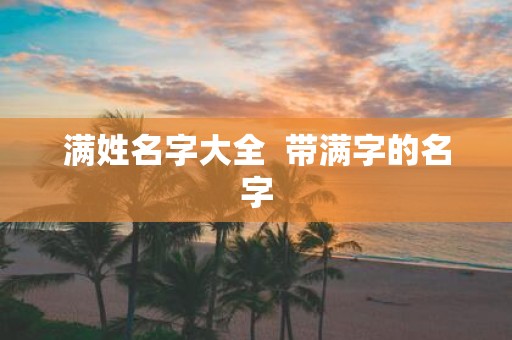 满姓名字大全 带满字的名字