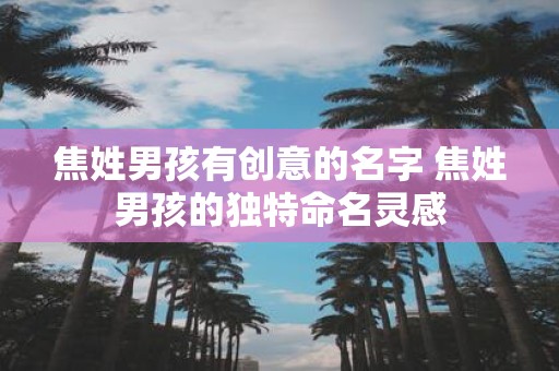 焦姓男孩有创意的名字 焦姓男孩的独特命名灵感