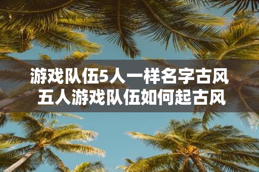 游戏队伍5人一样名字古风 五人游戏队伍如何起古风名字