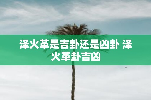 泽火革是吉卦还是凶卦 泽火革卦吉凶