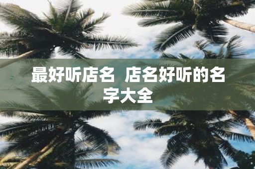 最好听店名 店名好听的名字大全