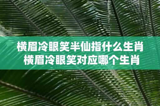 横眉冷眼笑半仙指什么生肖 横眉冷眼笑对应哪个生肖