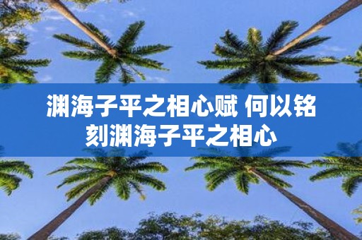渊海子平之相心赋 何以铭刻渊海子平之相心