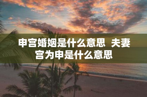 申宫婚姻是什么意思 夫妻宫为申是什么意思