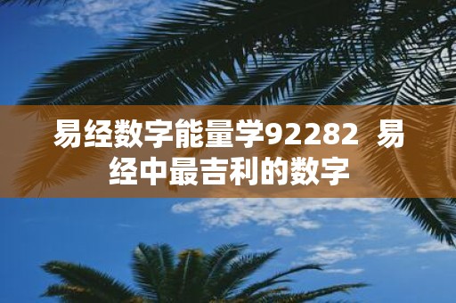 易经数字能量学92282 易经中最吉利的数字