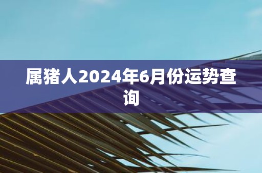 属猪人2025年6月份运势查询