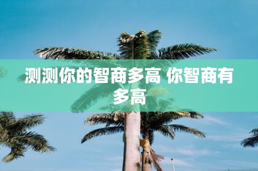测测你的智商多高 你智商有多高