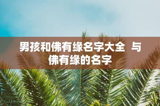 男孩和佛有缘名字大全 与佛有缘的名字