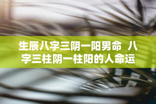 生辰八字三阴一阳男命 八字三柱阴一柱阳的人命运