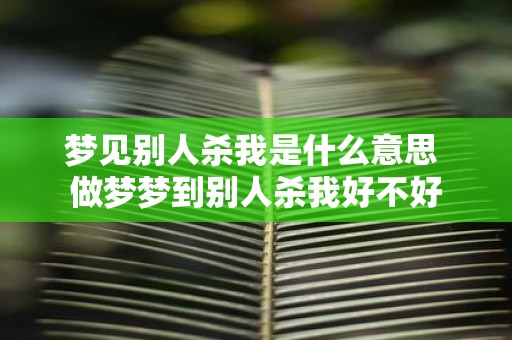梦见别人杀我是什么意思 做梦梦到别人杀我好不好