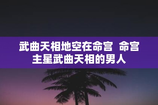武曲天相地空在命宫 命宫主星武曲天相的男人