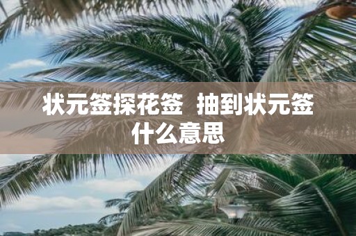 状元签探花签 抽到状元签什么意思