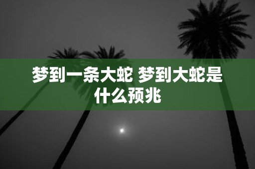 梦到一条大蛇 梦到大蛇是什么预兆