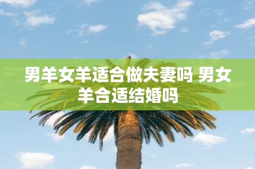 男羊女羊适合做夫妻吗 男女羊合适结婚吗