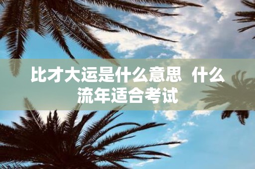 比才大运是什么意思 什么流年适合考试