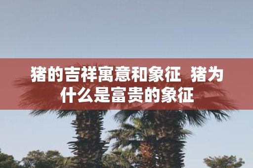 猪的吉祥寓意和象征 猪为什么是富贵的象征