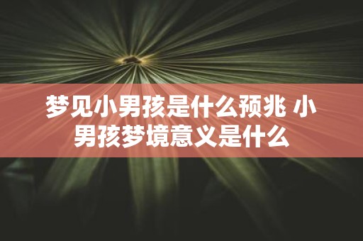 梦见小男孩是什么预兆 小男孩梦境意义是什么