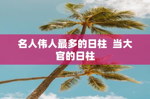 名人伟人最多的日柱 当大官的日柱