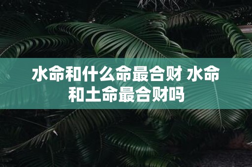 水命和什么命最合财 水命和土命最合财吗