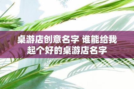 桌游店创意名字 谁能给我起个好的桌游店名字