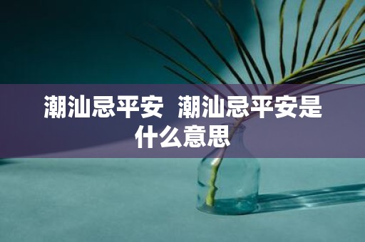 潮汕忌平安 潮汕忌平安是什么意思